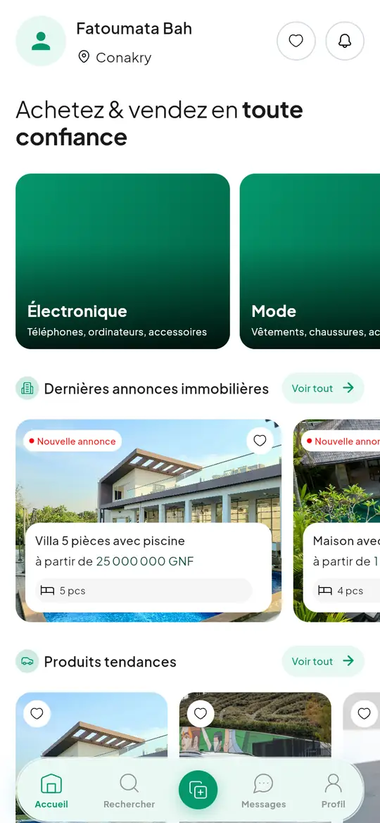 Écran d’accueil : annonces près de chez vous